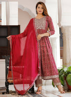 Vamika Sequence Work Rayon Maroon Party Wear/Casual Wear Kurta Set/Suit | Grocsy