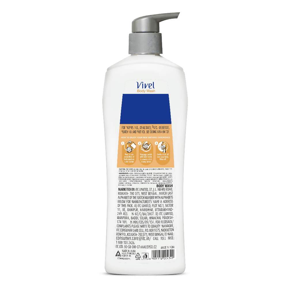 Vivel Moisturizing Body Wash Glycerin & Honey Pump Bottle Shower Gel for Soft Glowing Skin | Grocsy