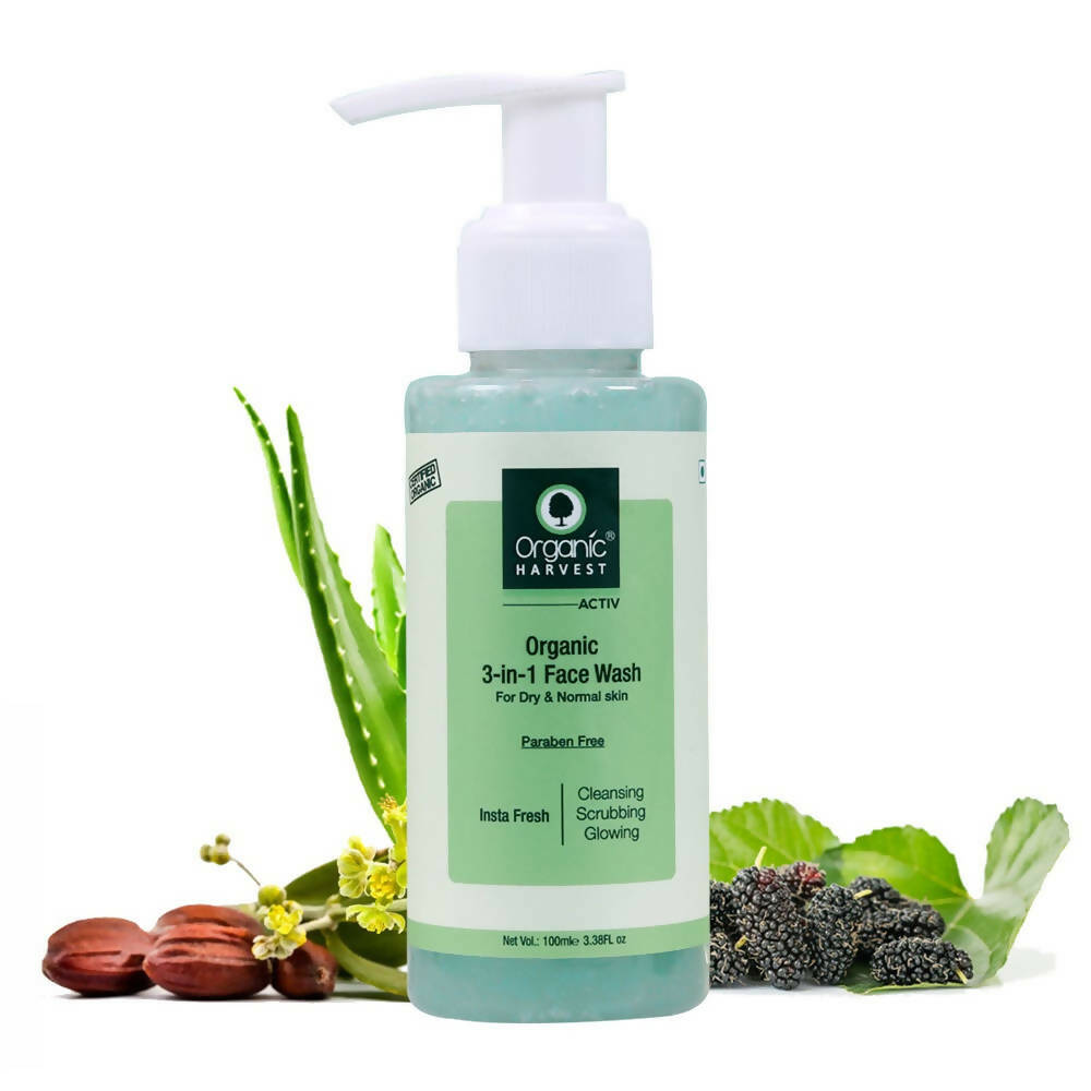 Organic Harvest 3-in-1 Face Wash for Dry and Normal Skin | Grocsy
