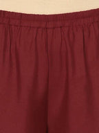 Aniyah Rayon Maroon Color Block Print Flared Slip-On Palazzo (AN-213K) | Grocsy