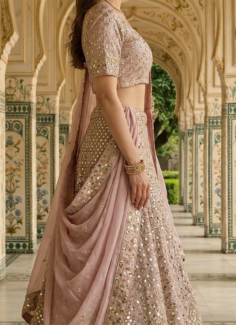 Lehenga Mart Baby Pink Faux Georgette Designer Bollywood Style Wedding Wear Lehenga Choli | Grocsy