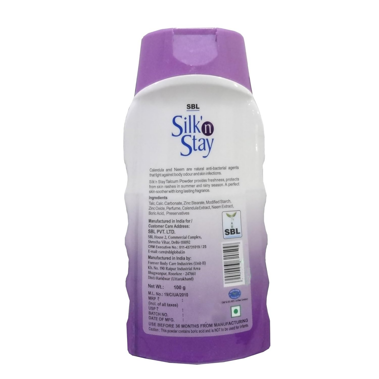 SBL Silk N Stay Talcum Powder | Grocsy
