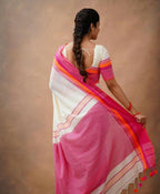 Exclusive Collection Off White Beautiful Khadi Cotton Handloom Saree | Grocsy