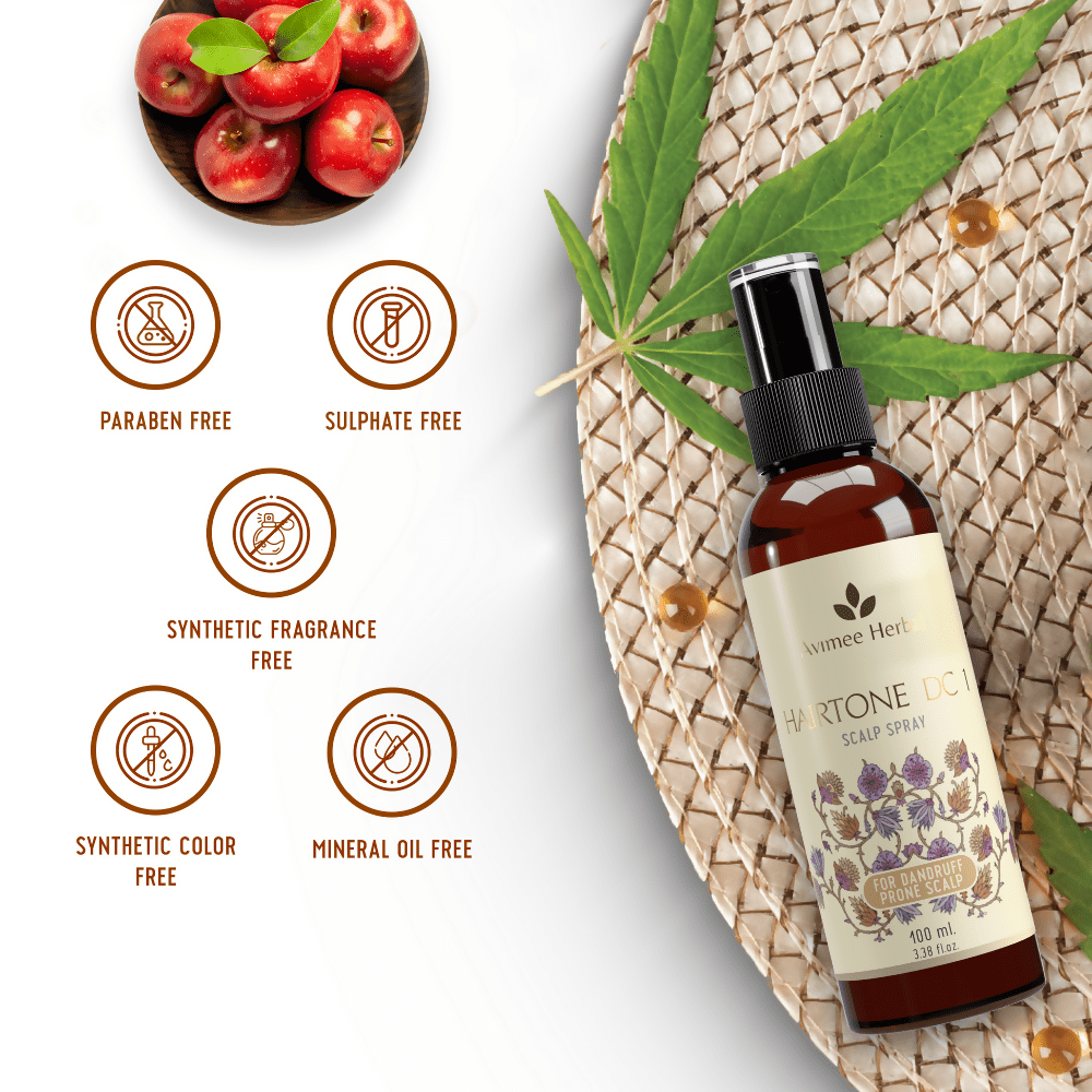 Avimee Herbal Hairtone DC1 Scalp Spray, For Dandruff & Scalp Care With Rosemary, Apple Cider Vinegar, Tea Tree Oil & Neem Extracts | Grocsy