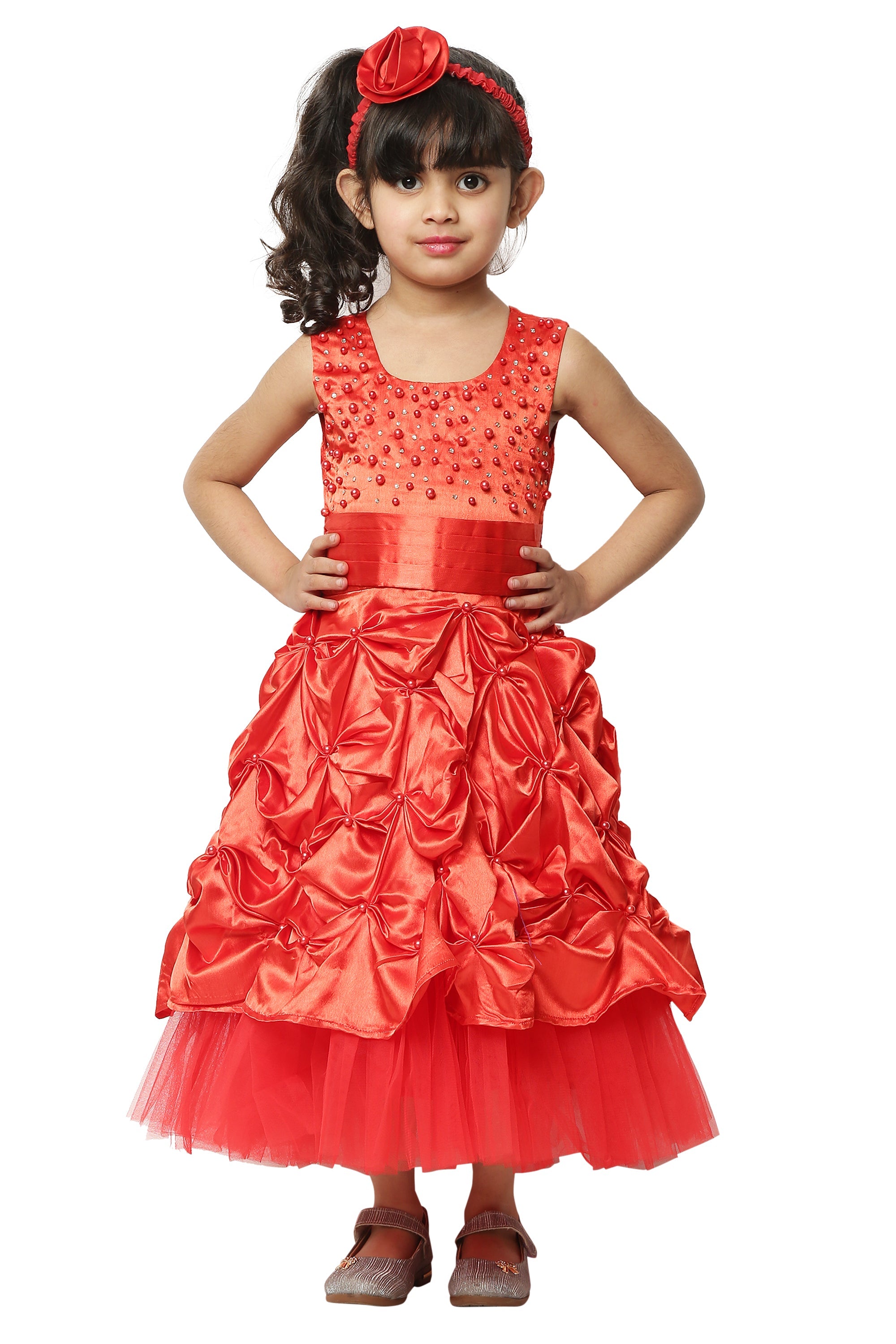 Asmaani Kids Party Wear Stylish Dresses, Perfect for Parties, Functions & Vacations - Red | Grocsy