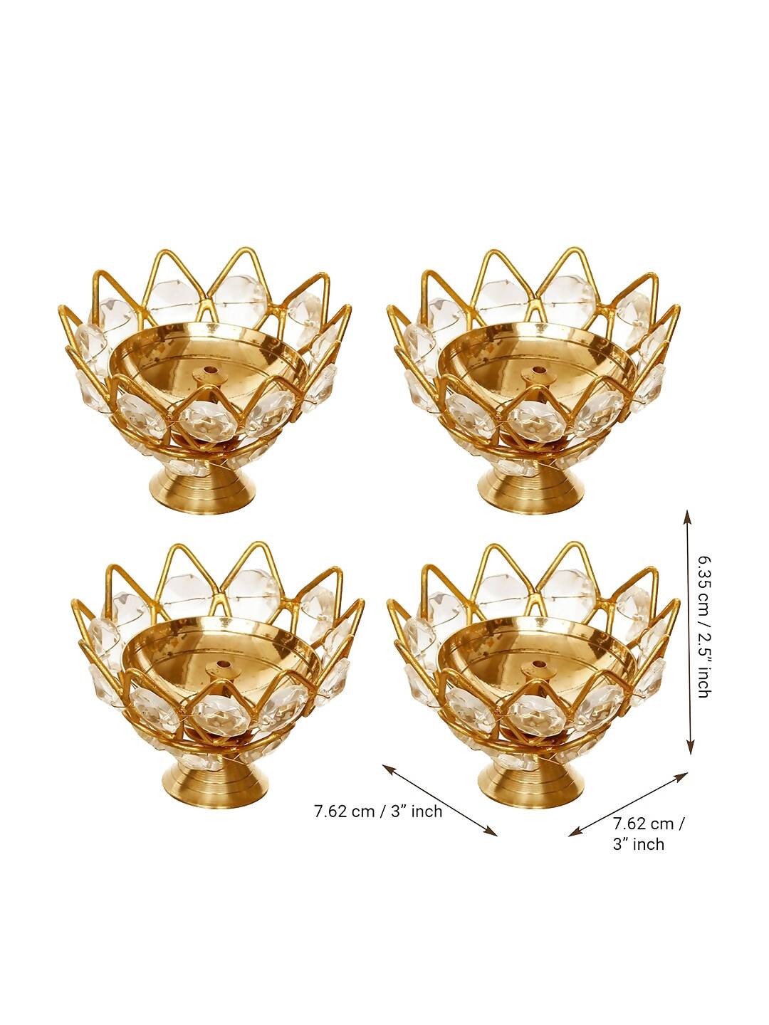 eCraftIndia Lotus Shape Crystal Diya | Grocsy