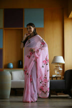 Vamsee Laxmi Pink Georgette Saree | Grocsy