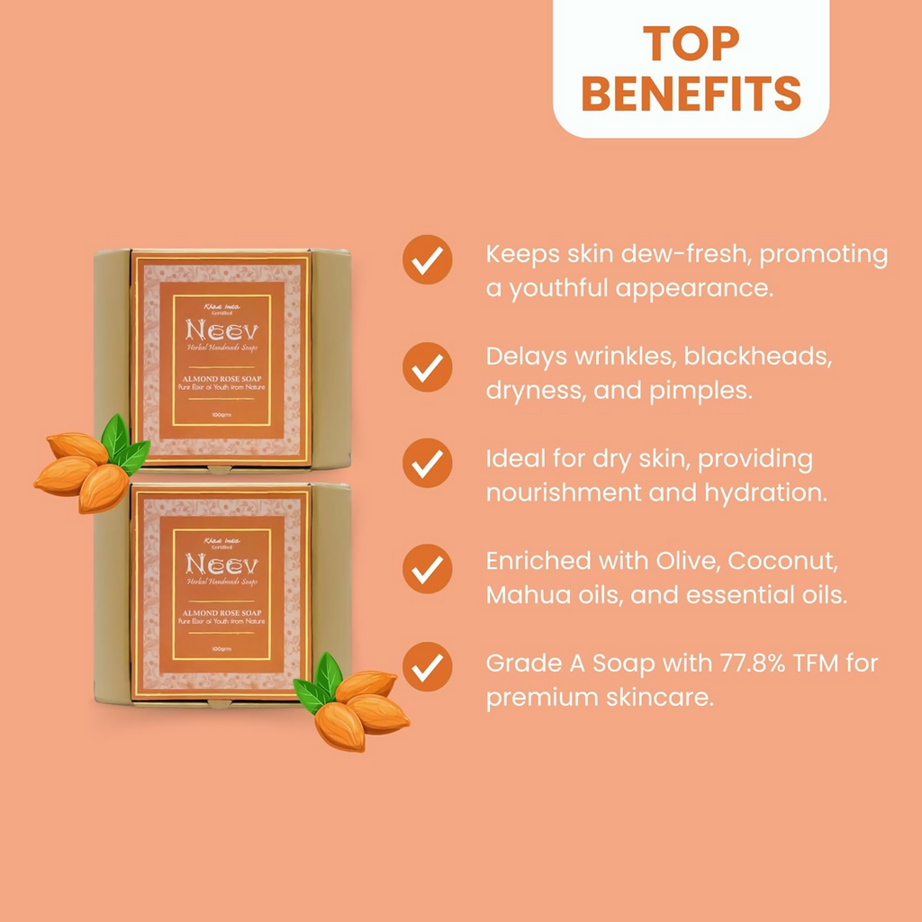 Neev Herbal Handmade Soaps Almond Rose Soap | Grocsy