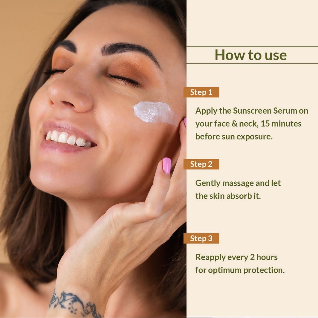 Lotus Botanicals Sandalwood & Hyaluronic Acid Glow and Hydrating Sunscreen Serum, SPF 50+, PA+++ | Grocsy