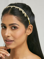 Nuyug 22K Gold-Plated Kundan & Pearl Studded Matha Patti Head Jewellery | Grocsy