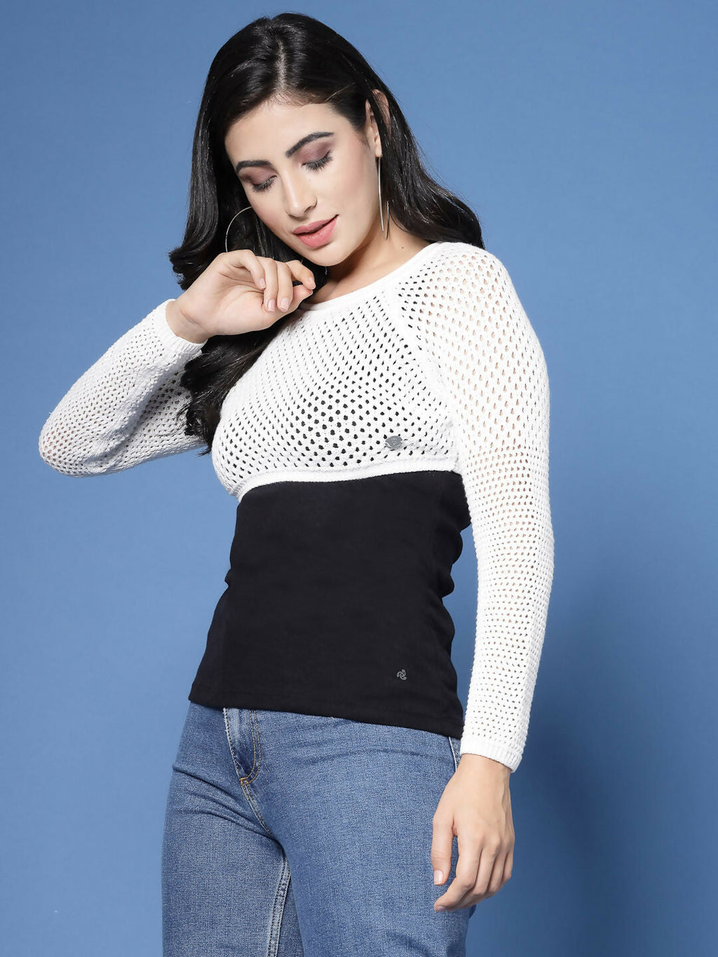 Women Winter White Color Cotton Pullover - Wool Trees | Grocsy