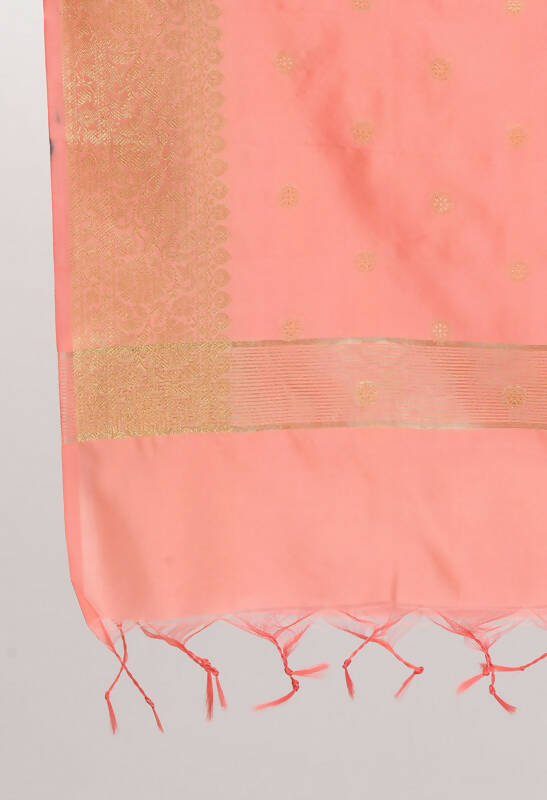 Mominos Fashion Moeza Women's Banarsi Silk Woven Design Baby Pink Dupatta | Grocsy