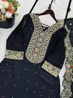 Teeya Creation Black Color Fendy Silk Embroidery Work Wedding Wear Salwar Suit | Grocsy