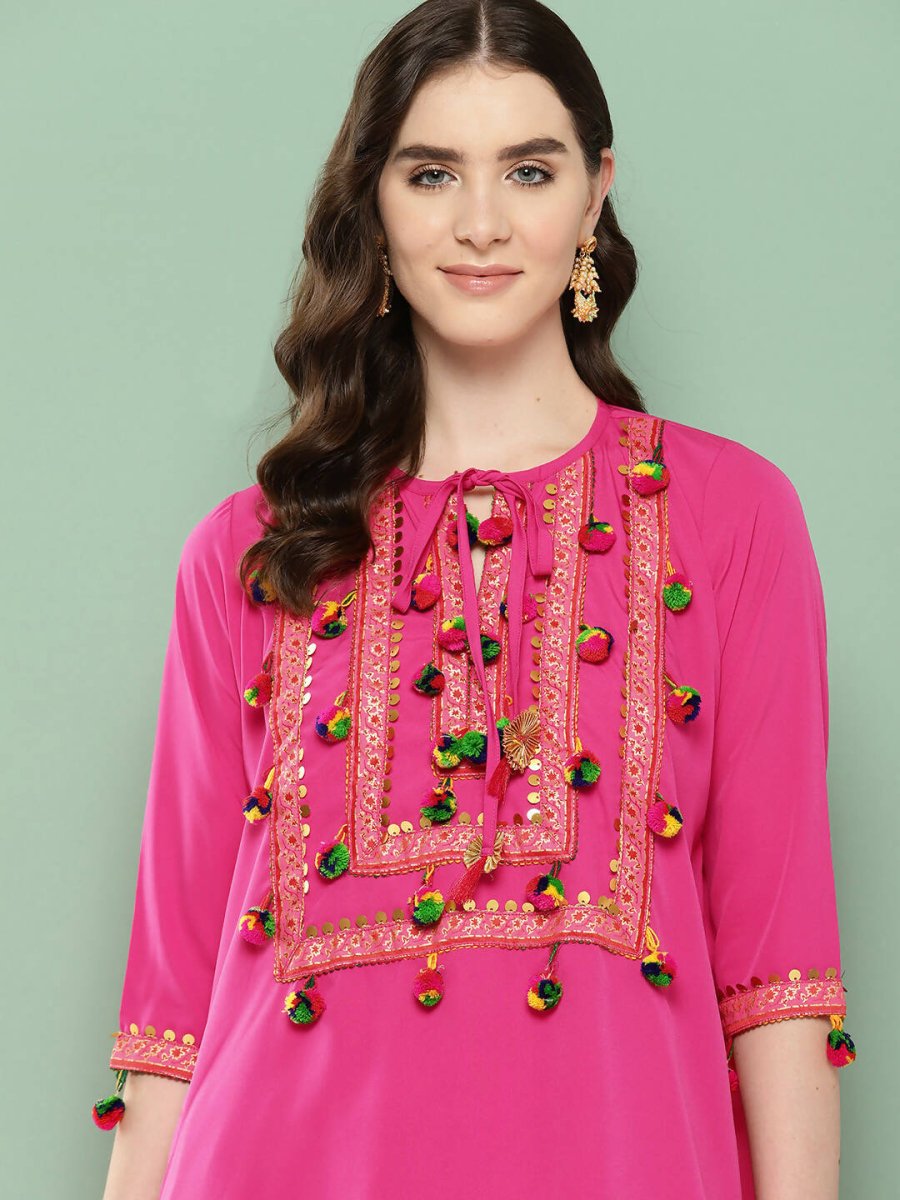 Ahalyaa Women's Traditional Wear Co-ods - Pink | Grocsy