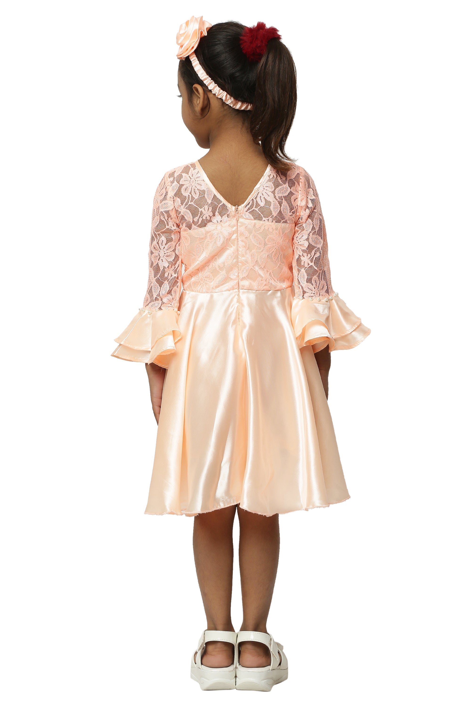 Asmaani Kids Party Wear Stylish Dresses, Perfect for Parties, Functions & Vacations - Peach | Grocsy