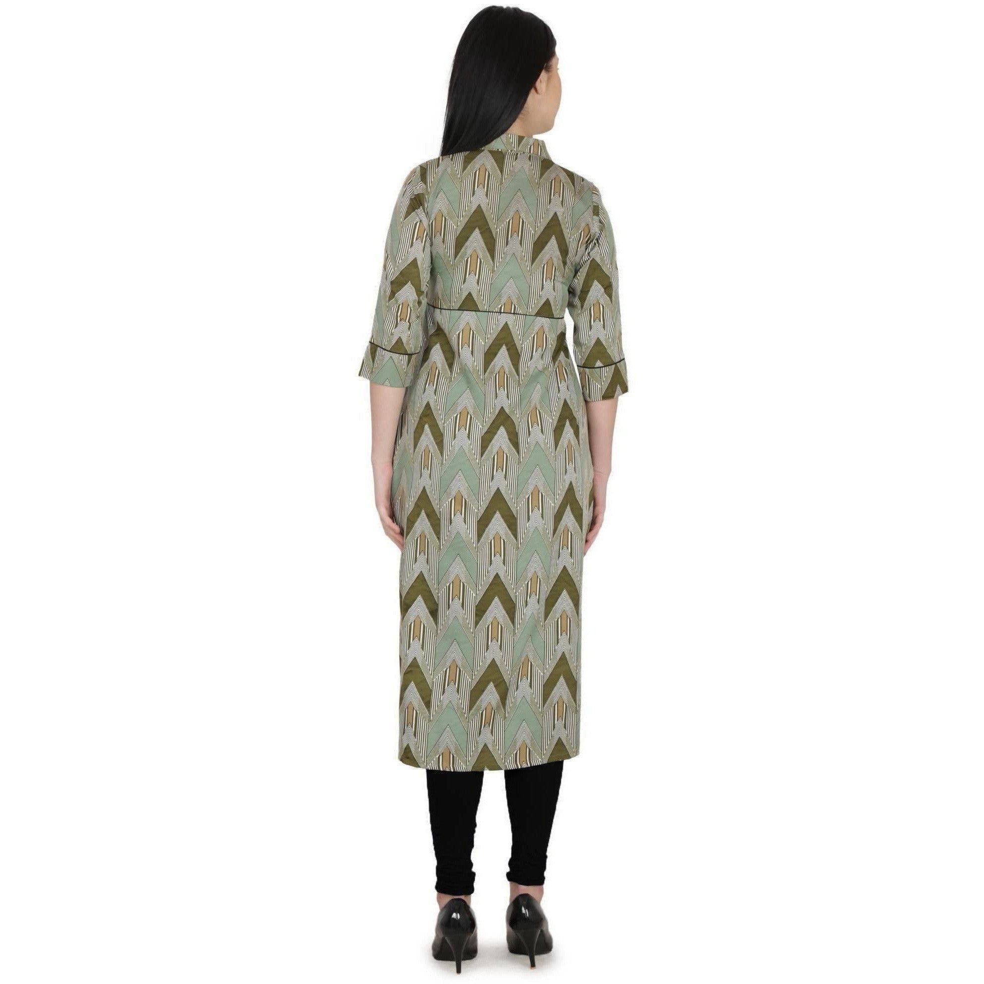 Kanoor Women's Multicolour A line Collar neck kurti | Grocsy