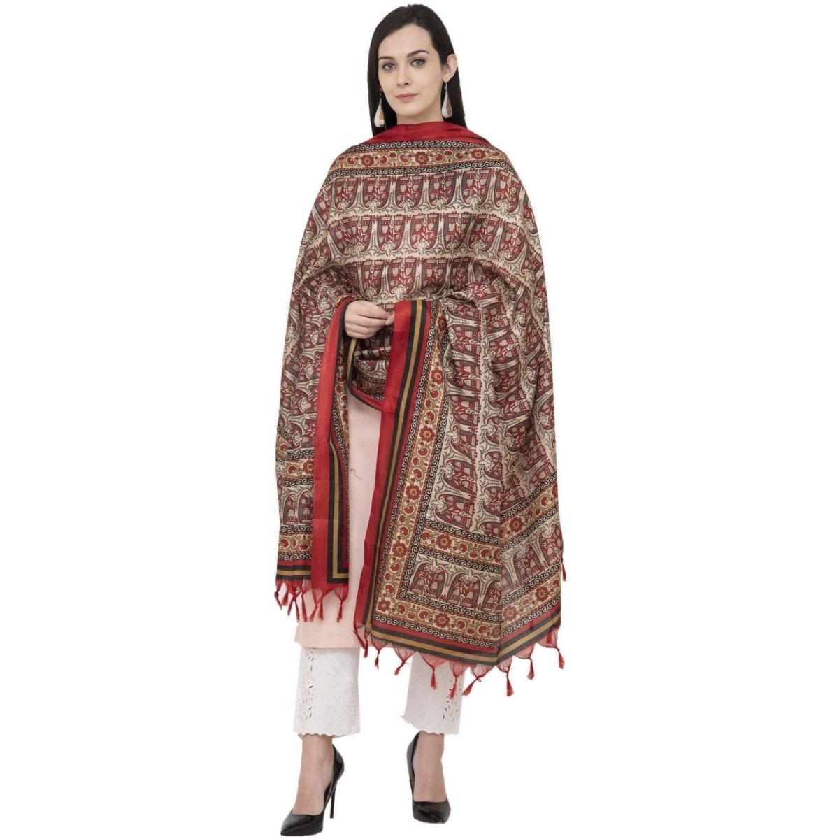 A R Silk Tussar Multi Print Fancy Dupatta Color Multi Color Dupatta or Chunni | Grocsy