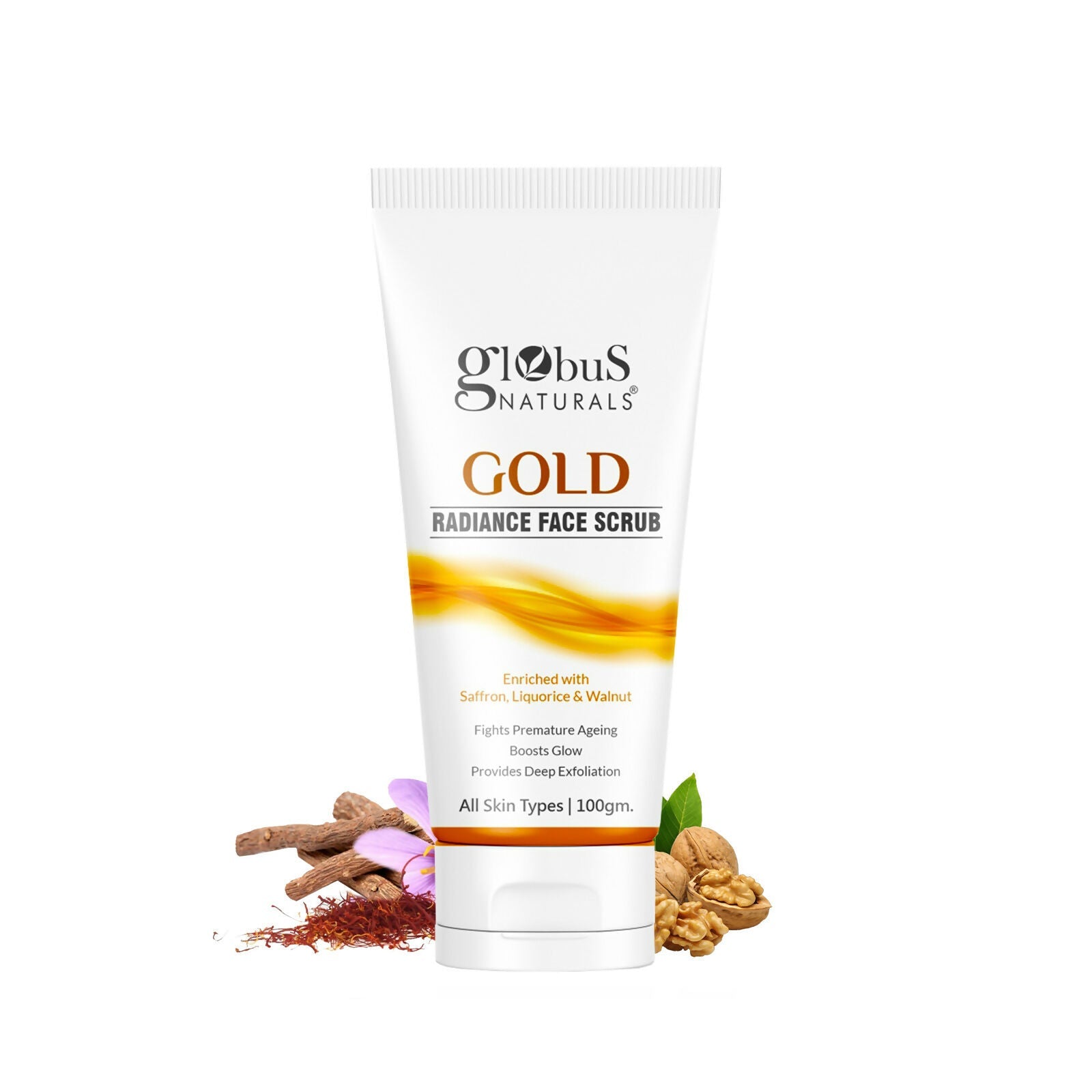 Globus Naturals Gold Radiance Anti Ageing & Brightening Face Scrub | Grocsy