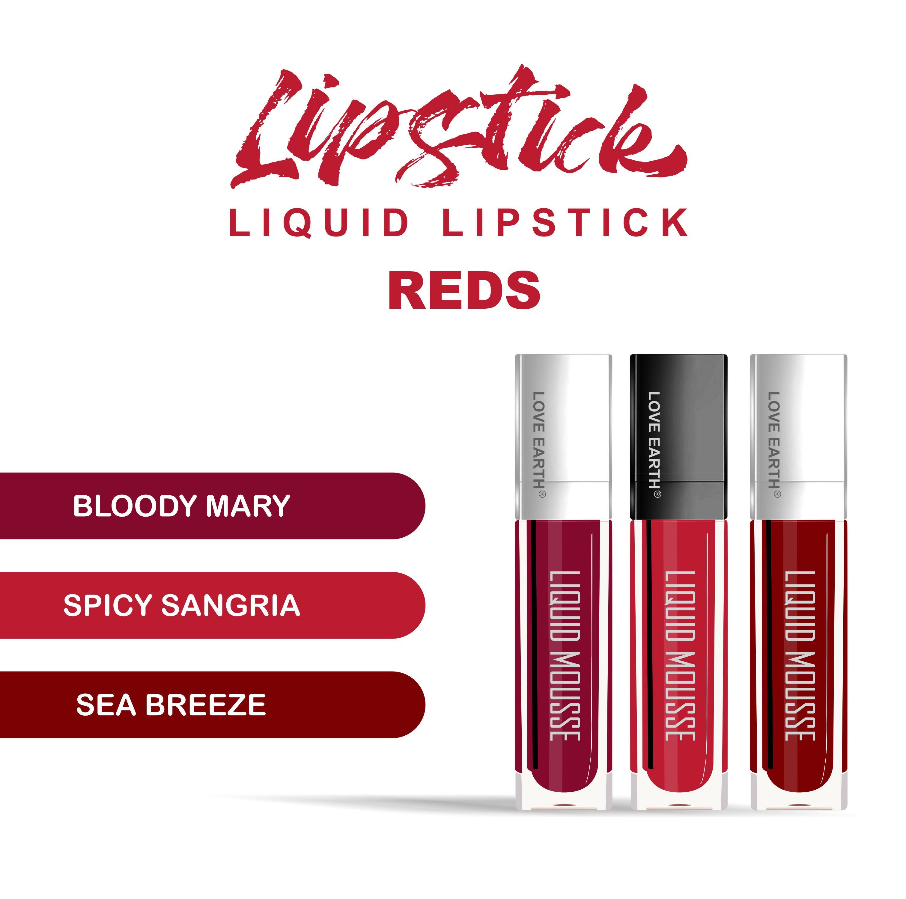 Love Earth Liquid Mousse Matte Lipstick - Reds | Grocsy