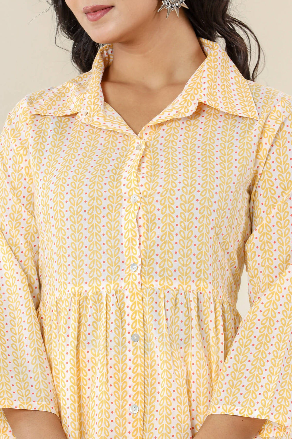 Kaajh Women's Yellow Printed Cotton Co-ord Set | Grocsy