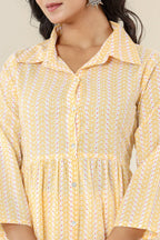Kaajh Women's Yellow Printed Cotton Co-ord Set | Grocsy