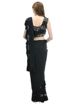 Mominos Fashion All Season Wear Black Ruffled Ready To Wear Saree | Grocsy