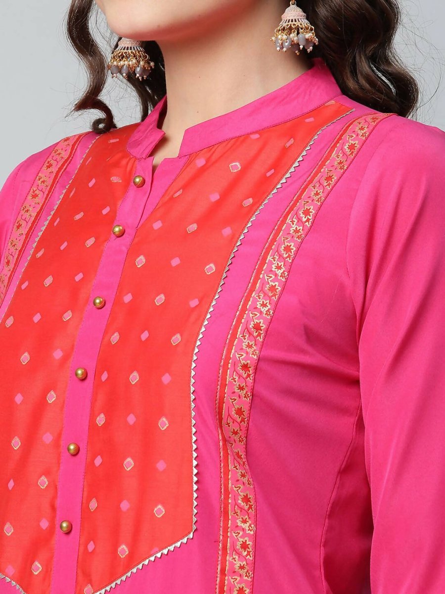 Ahalyaa Womens Pink Crepe Printed Kurtas | Grocsy