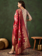 Sangria Woven Design Kurta & Trouser With Dupatta | Grocsy