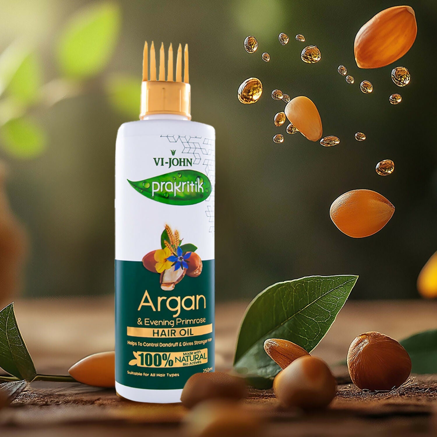 VI-JOHN Prakritik Argan & Evening Primrose Hair oil, Helps to Control Dandruff,100% Bio Actives Hair Oil | Grocsy