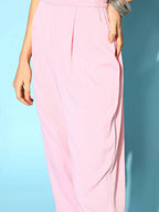 Ahalyaa Women Pastel Pink Colour Organza Glitter Printed Kurta Pant Set With Dupatta | Grocsy