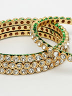 NVR Women's Set Of 4 Gold-Polished Kundan-Studded Traditional Bangles | Grocsy