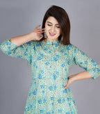 Vamika Cotton Sky Blue Party Wear Kurti | Grocsy