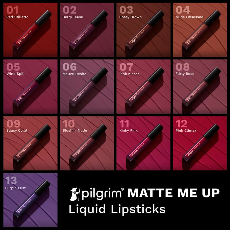 Pilgrim Liquid Matte Lipstick with Hyaluronic Acid - Flirty Rose | Grocsy