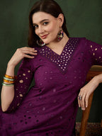 Sangria Embroidered Pure Cotton Kurta & Trouser | Grocsy