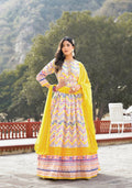 Partywear Designer Offwhite Dola Silk Anarkali Suit With Dupatta - Ananta | Grocsy