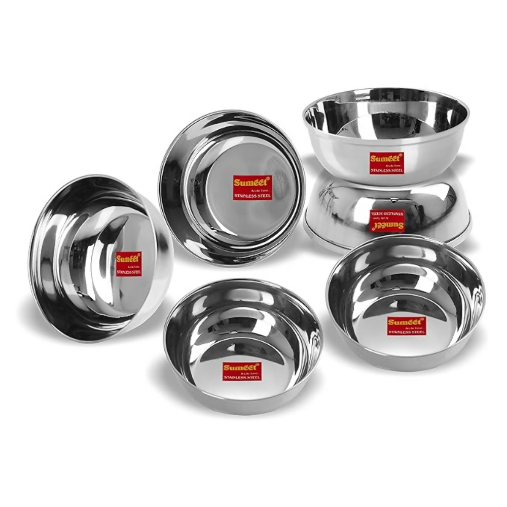 Sumeet Stainless Steel Heavy Gauge Bowl Set/Wati Set With Mirror Finish | Grocsy