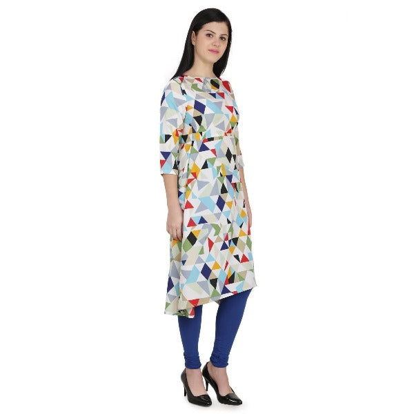 Kanoor Women's Multicolour A line kurti | Grocsy