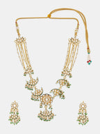 Ruby Raang 22k Gold Polished Kundan Necklace With Earrings | Grocsy