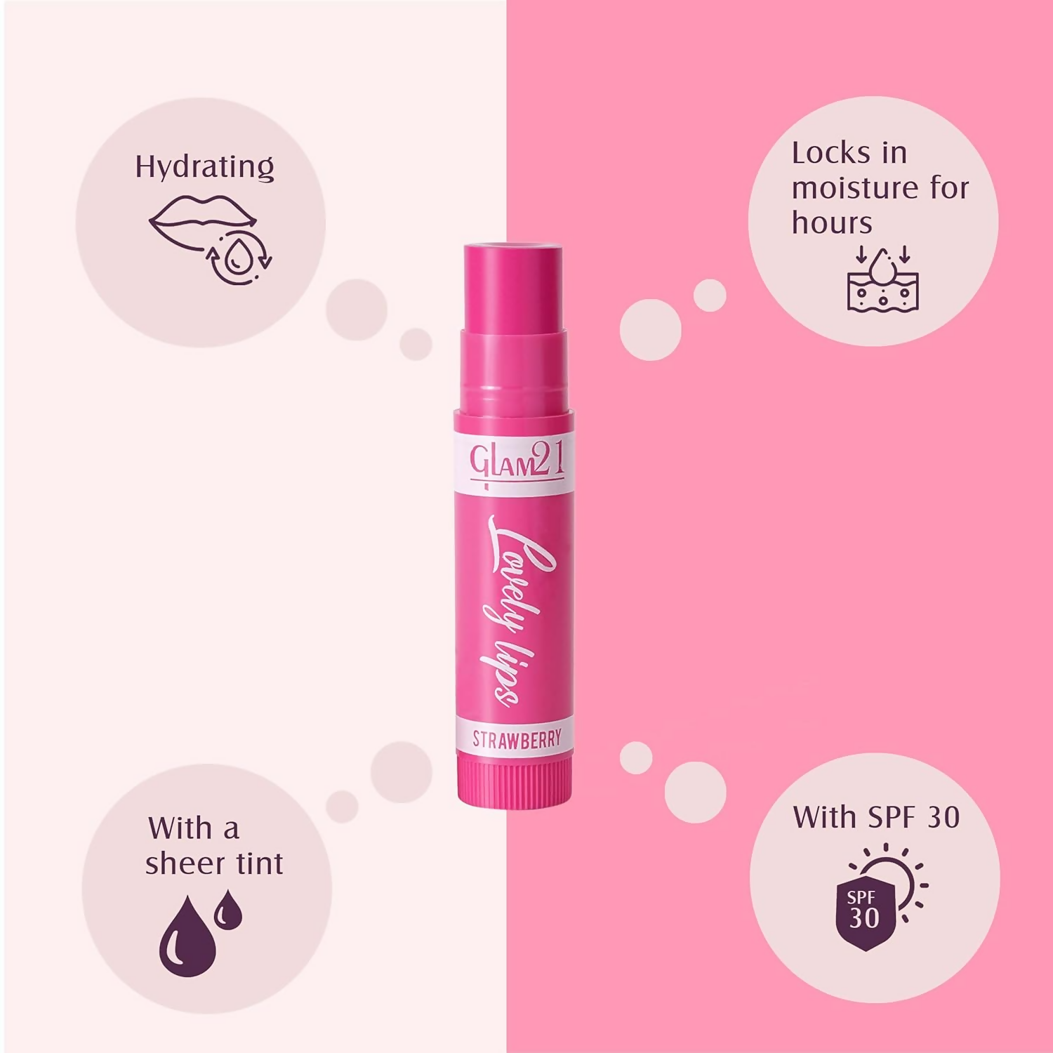Glam21 Moisturizing Lip Balm Fruit Extract & Infused Active Ingredients - Strawberry | Grocsy