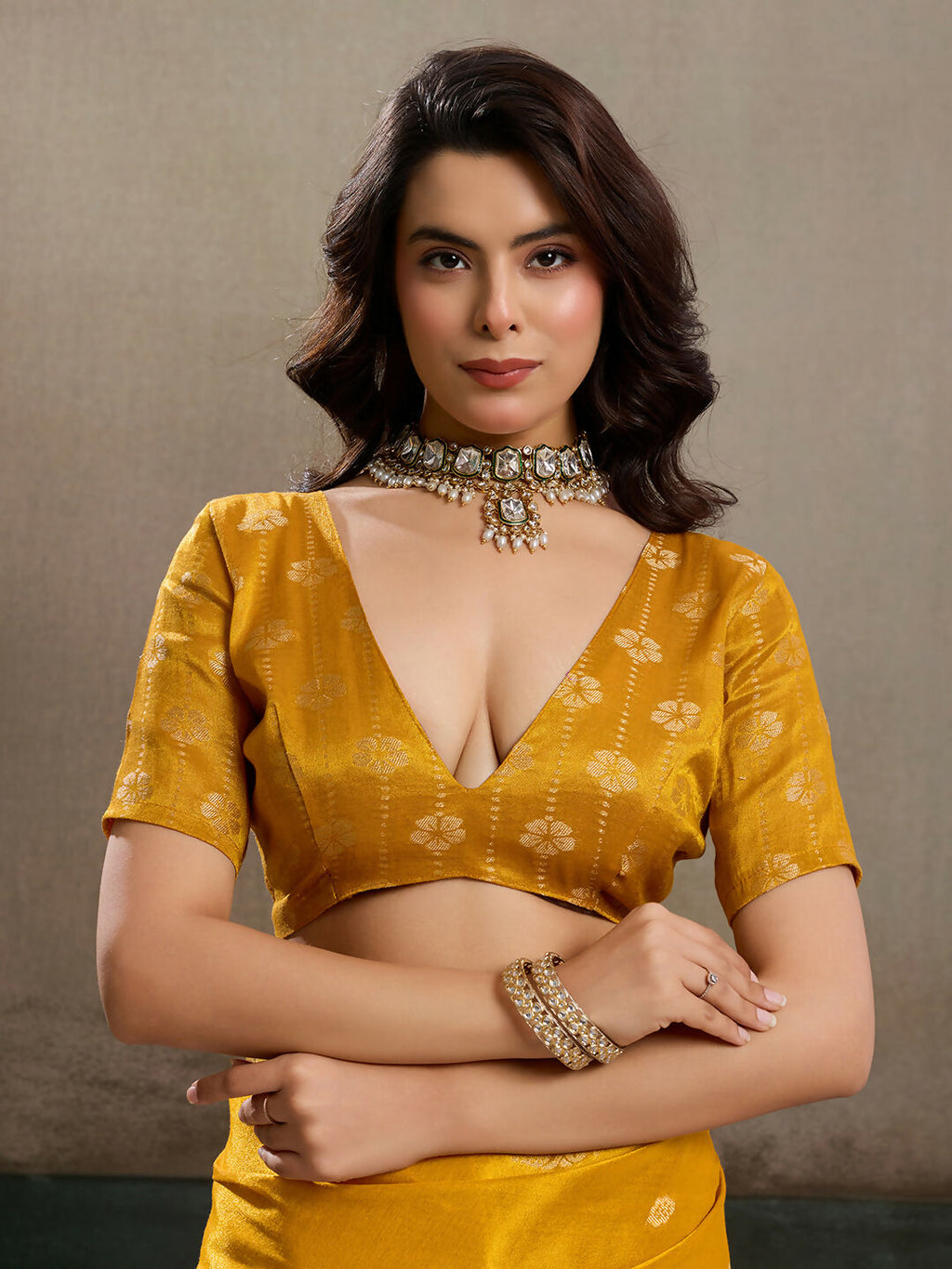 Shree Shyam Fashion Mustard Yellow Tissue Silk Saree | Grocsy