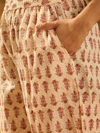Joban Fashion Printed Cream Pure Cotton Kurta Set | Grocsy