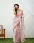 Vamsee Vijaysitara Baby Pink Organza Saree | Grocsy