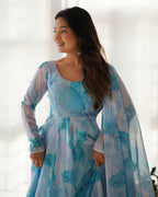 Joban Fashion Sky Kurta Set Organza Sequin Embroidery Work | Grocsy