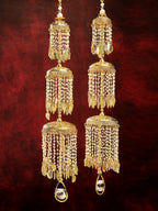 NVR Women's Pack Of 2 Gold-Polished & White Pearl Beaded Bridal Layered Heavy Kaleera Sets | Grocsy