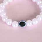 NVR Men & Women White Evil Eye Crystal Elasticated Bracelet | Grocsy