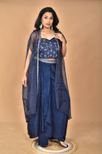 Morchari Women Hand Embroidery Crop Top-Blue | Grocsy