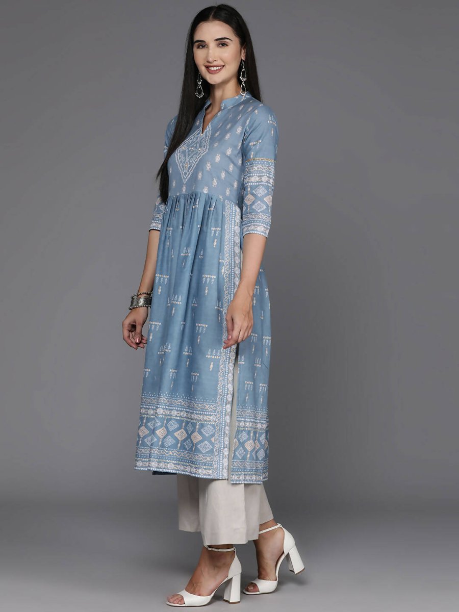 Ahalyaa Women's Traditional wear Kurta - Powder Blue | Grocsy