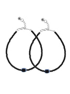 VOJ Women Black Color stainless steel Anklet
