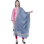 A R Silk Gray Color Golden Border Cotton Dupattas and Chunnis | Grocsy