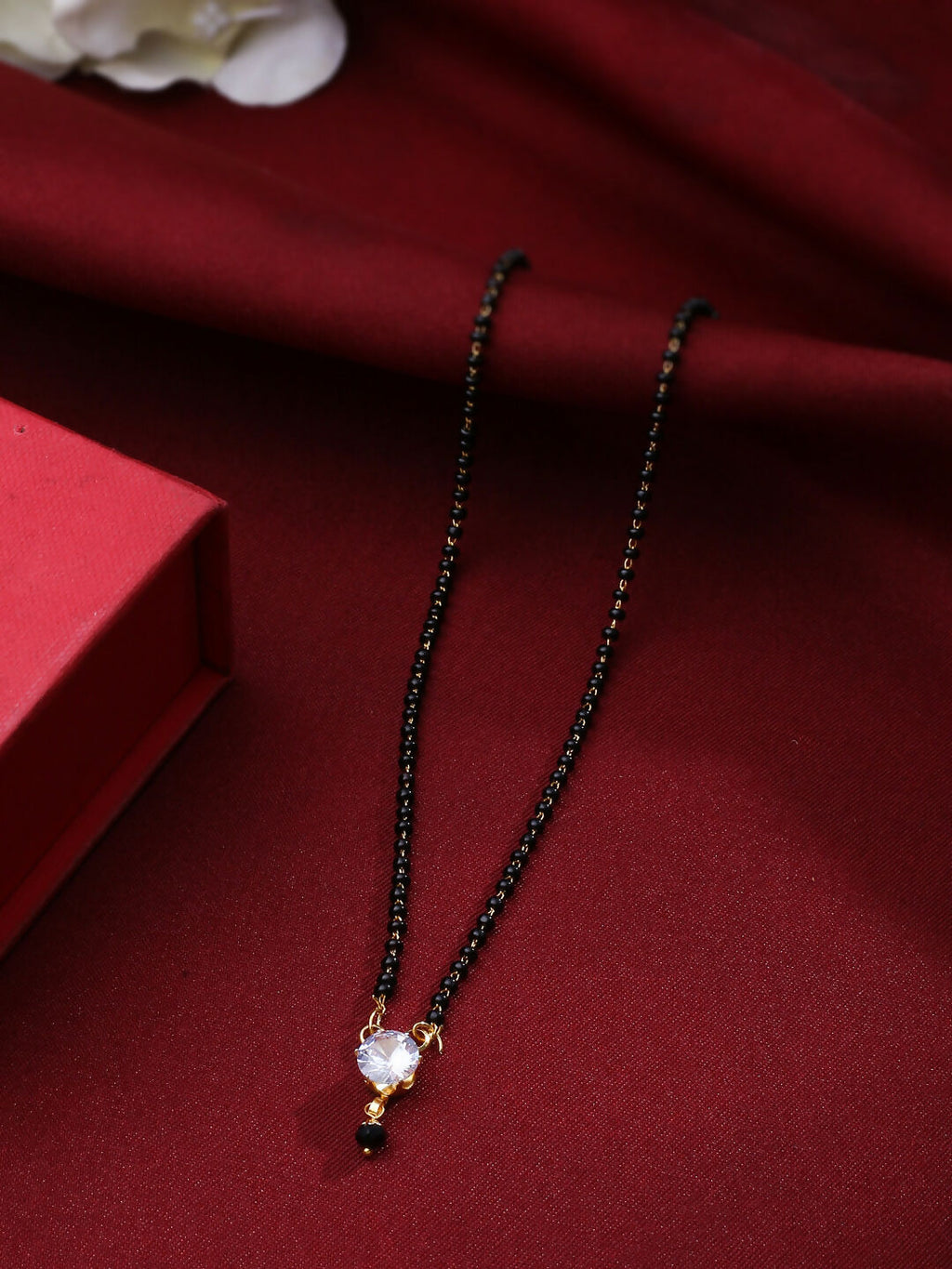 NVR Women's Set of 3 Gold-Polished CZ Stone-Studded & Beaded Mangalsutra | Grocsy